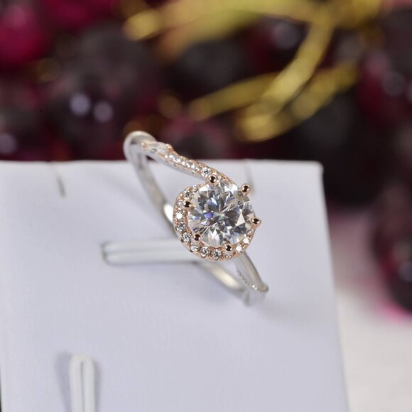 Certified Moissanite Ring 1ct Halo Wedding Engagement NEW 6 - Picture 3 of 9